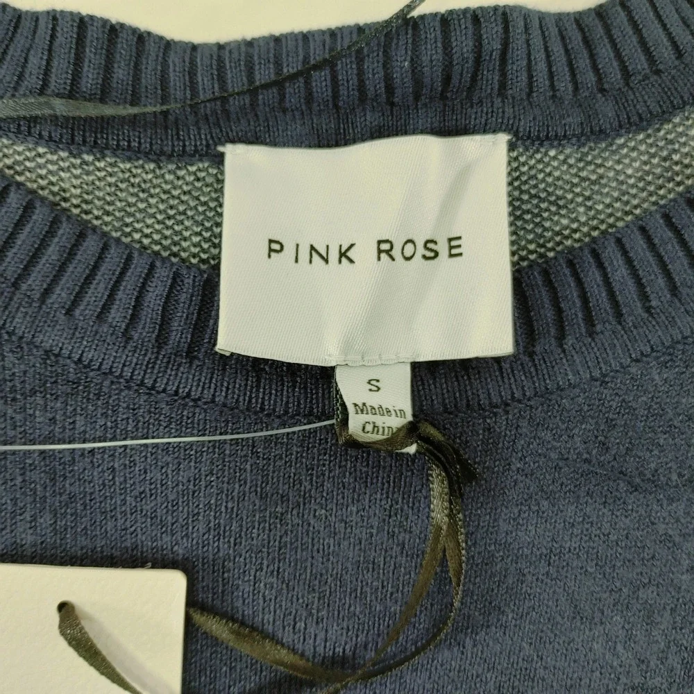 Pink Rose Navy Blue SEE YA Graphic Crewneck Sweater‎ Womens Size S